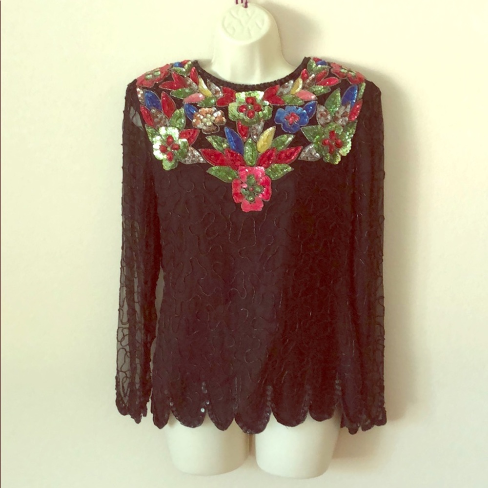 Vintage 90s Sweelo beaded top, small